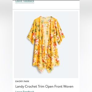 EMORY PARK
Crochet Trim Open Front Woven Kimono Cardigan